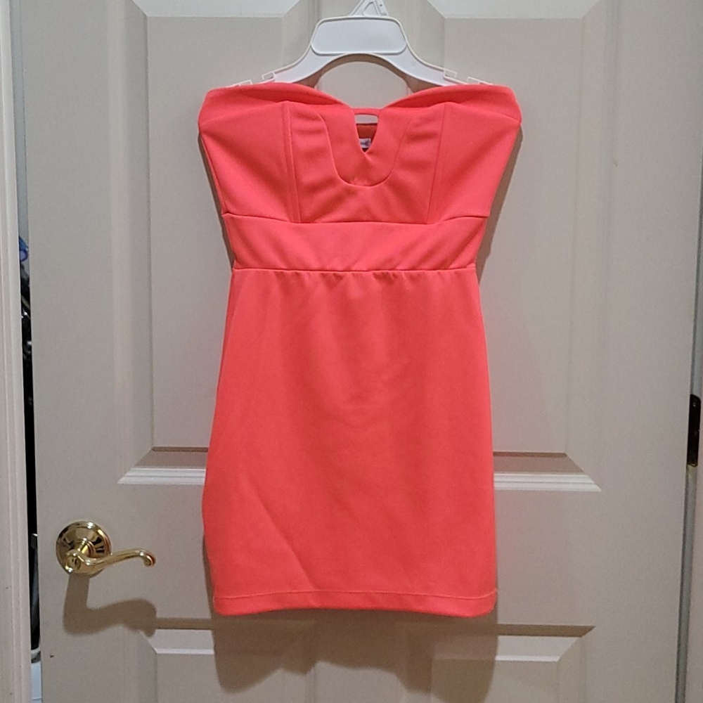 Charlotte Russe Neon Coral Dress sz small